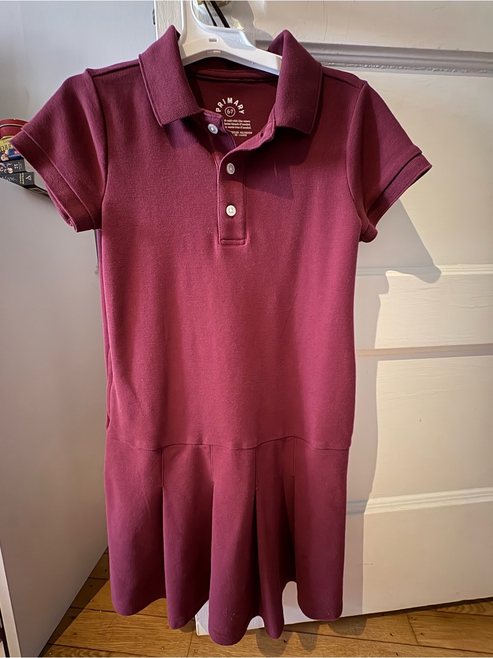 Primary Girls' Polo Dress in Burgundy
